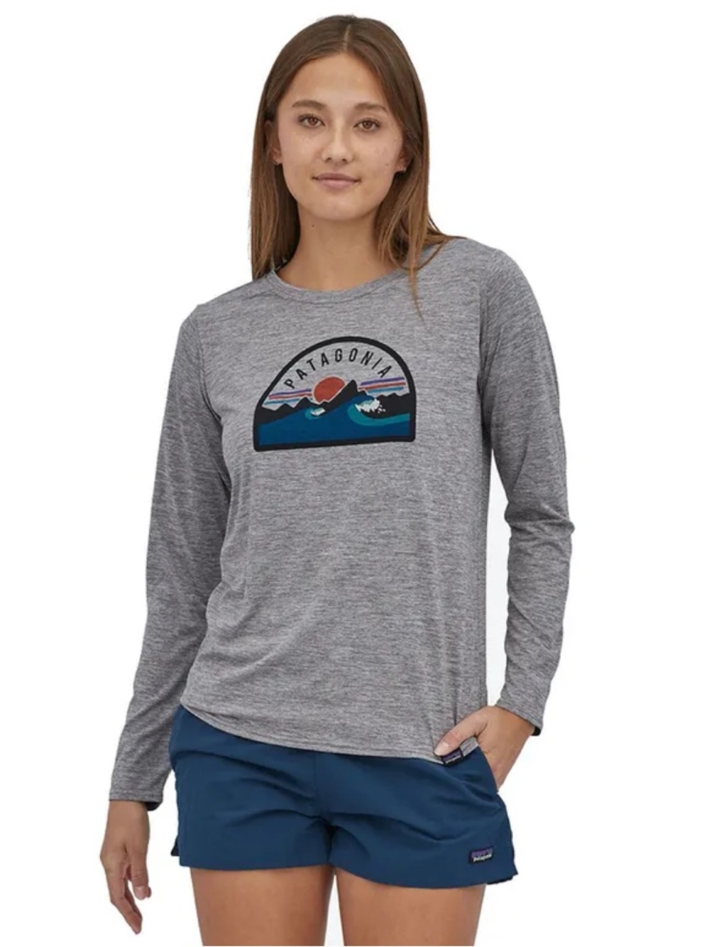 Patagonia Women’s Grey Long-Sleeve Capilene Cool Daily Shirt UPF 50+ Large